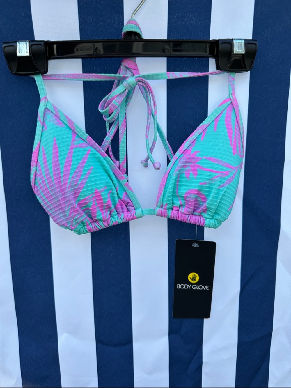 Body Glove Teal and Pink Tropical Triangle Swim Top